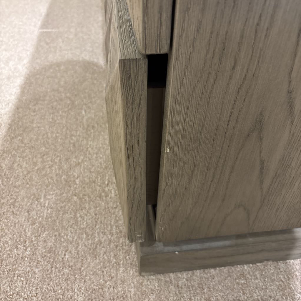 RH Grey Wood Geometric 2 Drawer Nightstand