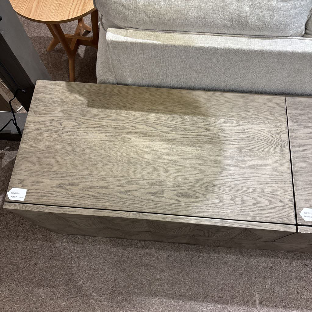 RH Grey Wood Geometric 2 Drawer Nightstand