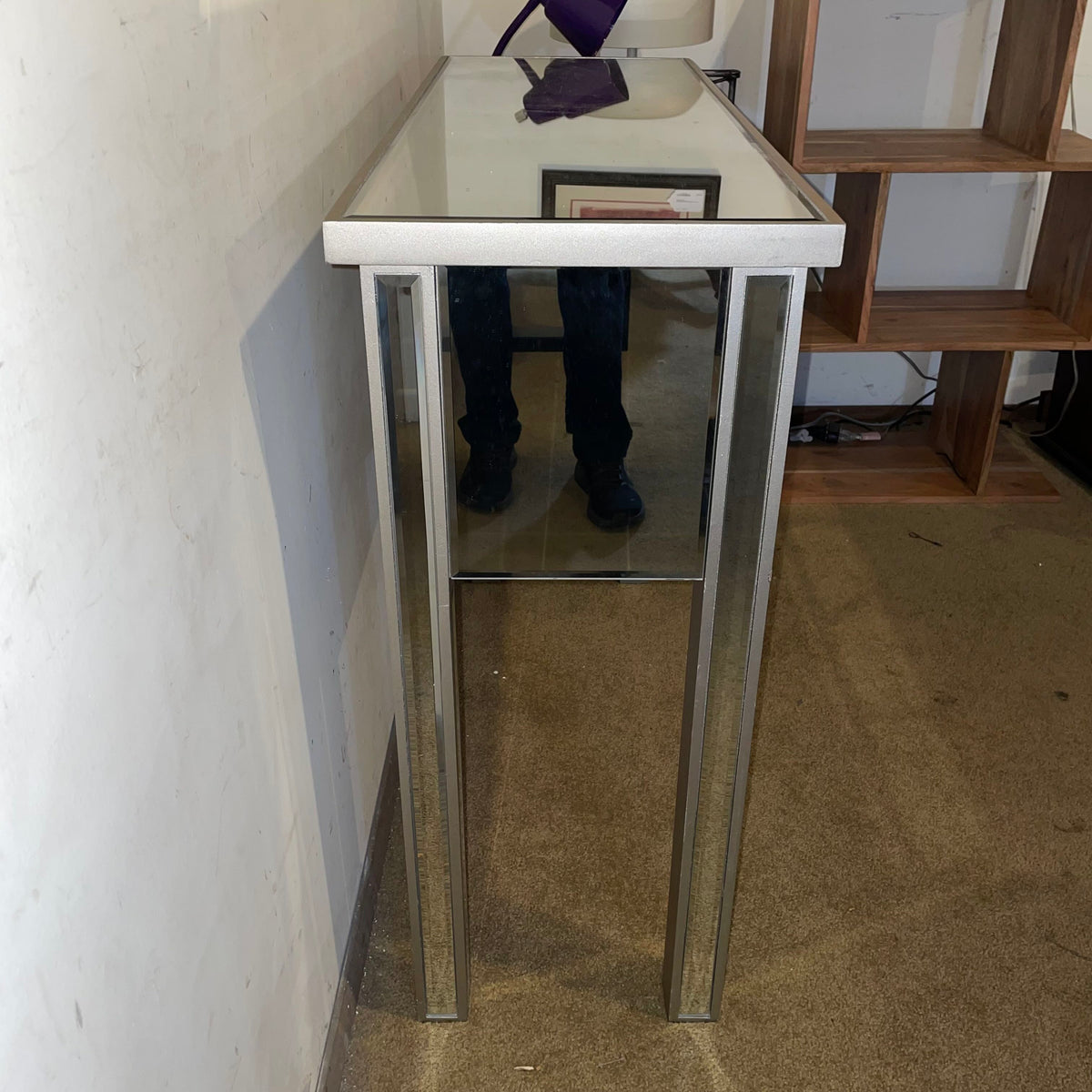 2 Drawer Modern Mirrored Console Table AS IS C CONSOLE TABLES