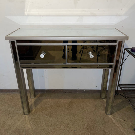 2 Drawer Modern Mirrored Console Table AS IS C CONSOLE TABLES