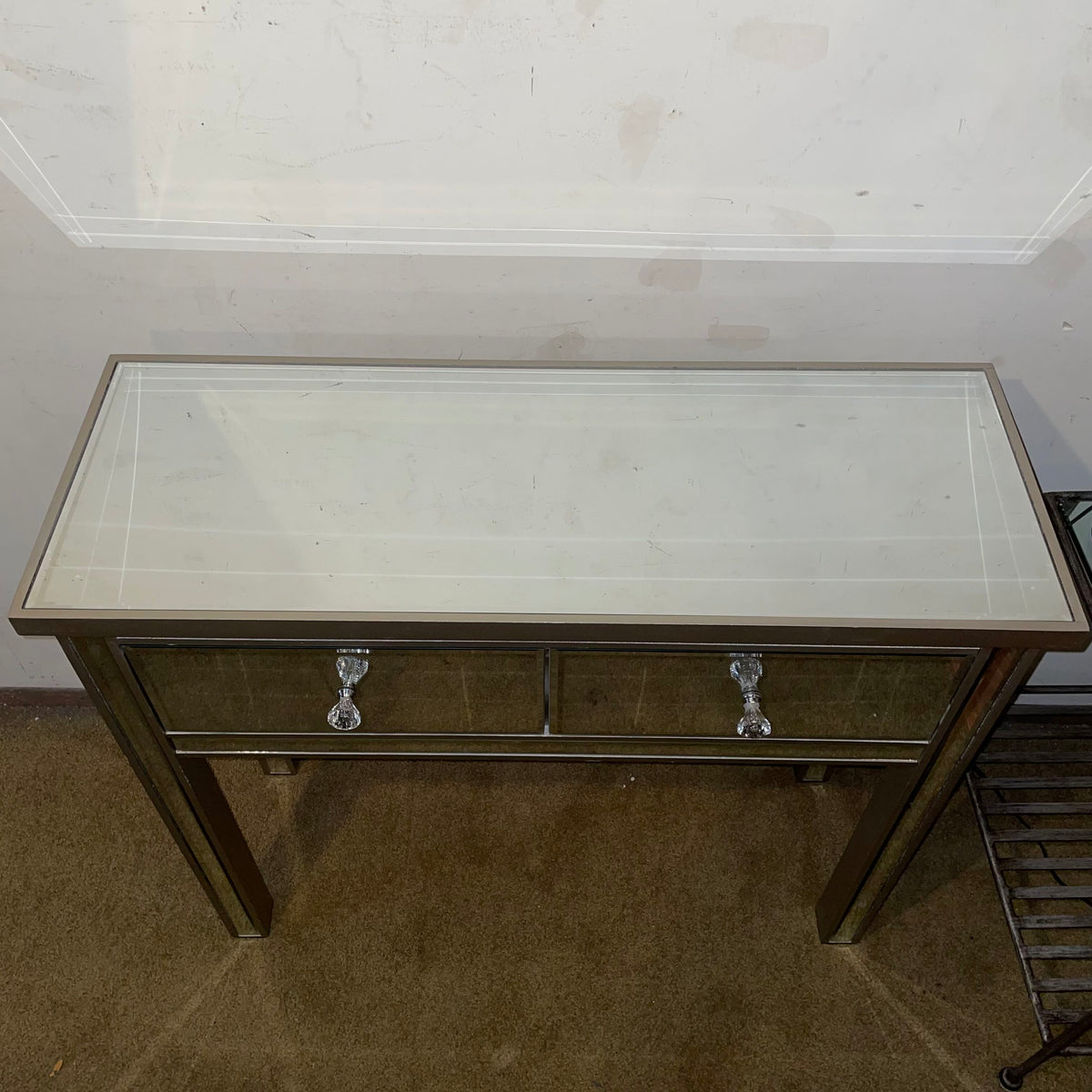 2 Drawer Modern Mirrored Console Table AS IS C CONSOLE TABLES