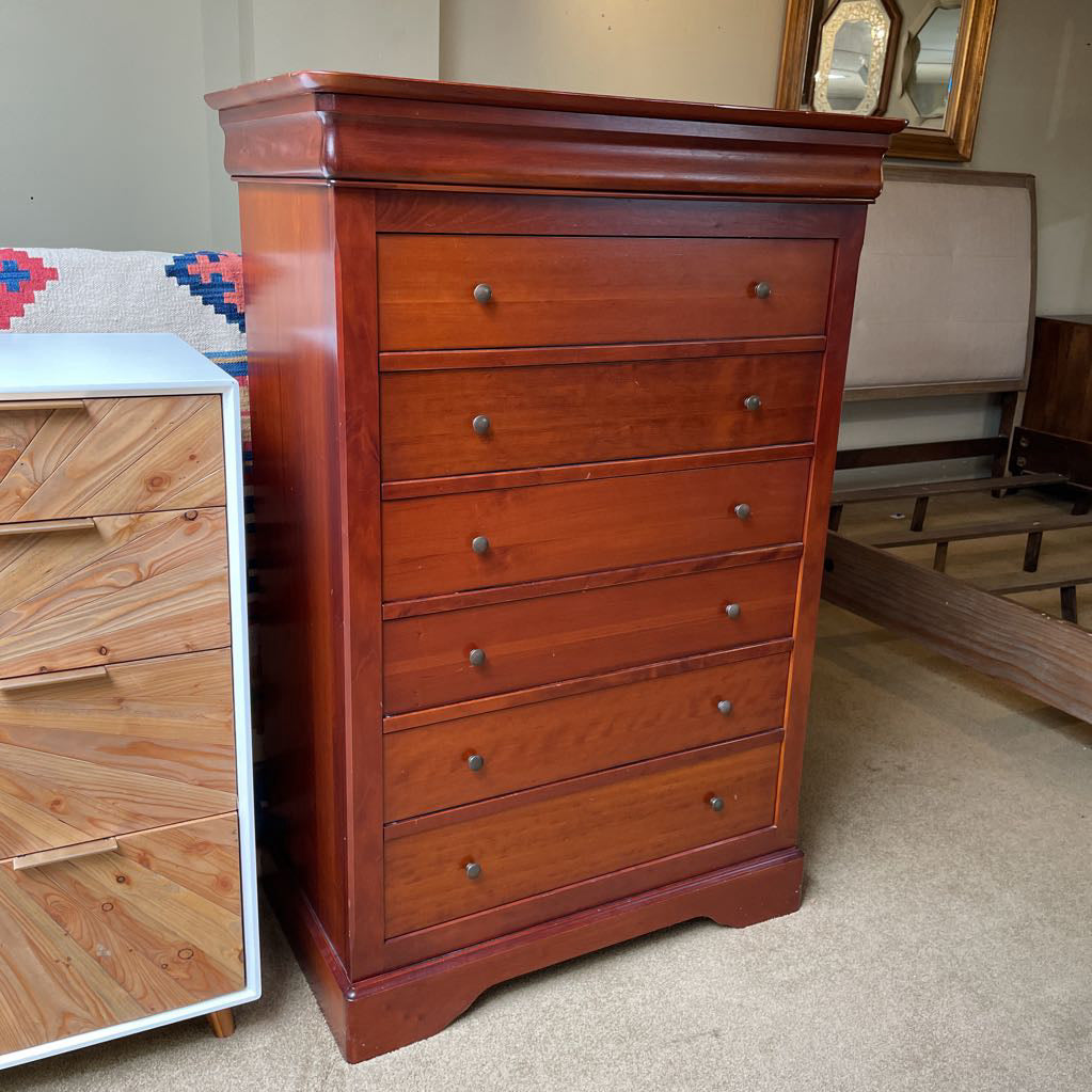 Warm Tone 7 Drawer Wooden Highboy Dresser C HIGHBOYS