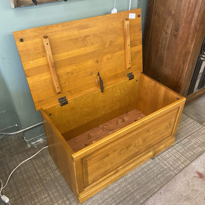 Light Wood Raised Panel Blanket Chest