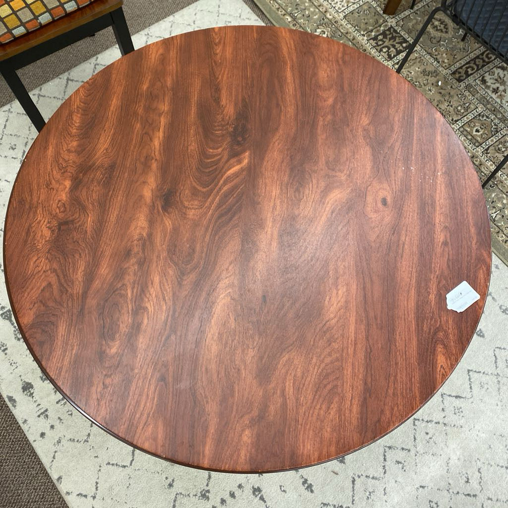 Round Faux Wood Card Table