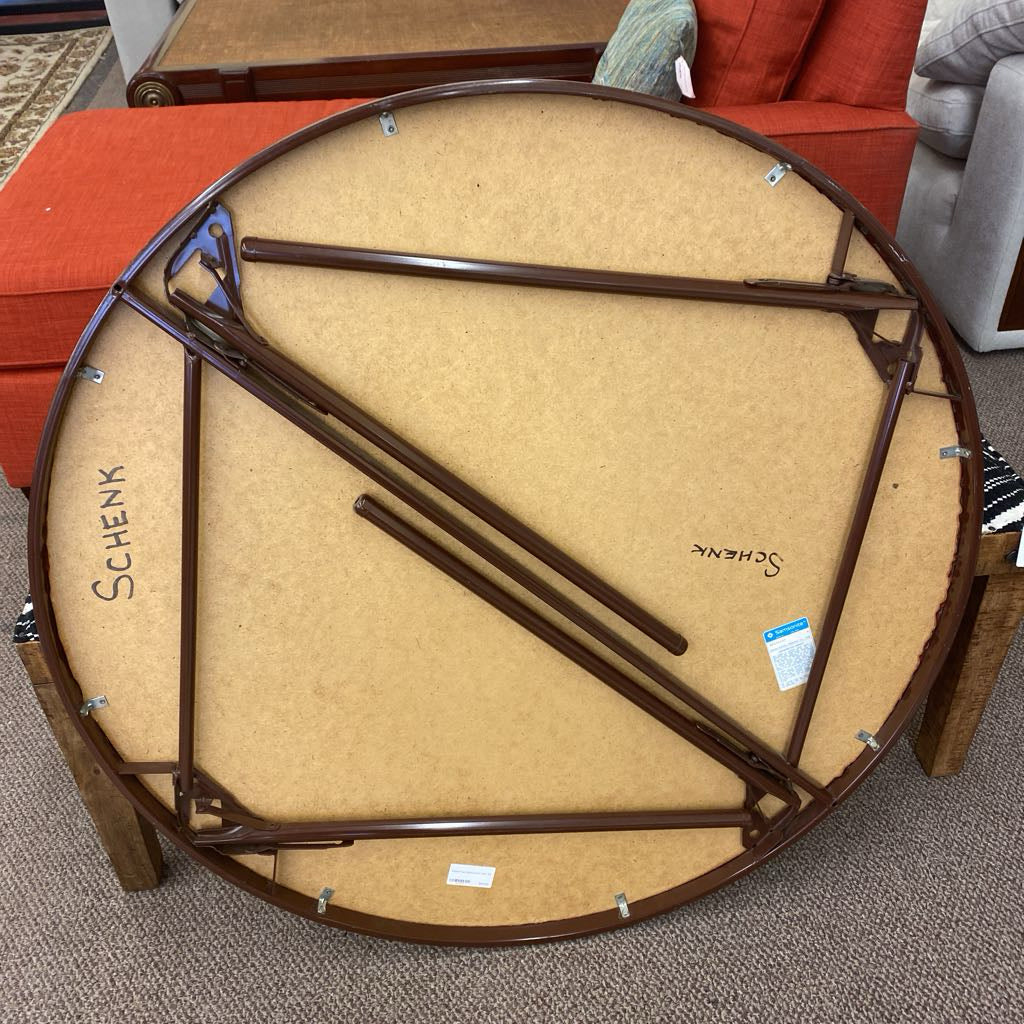 Round Faux Wood Card Table