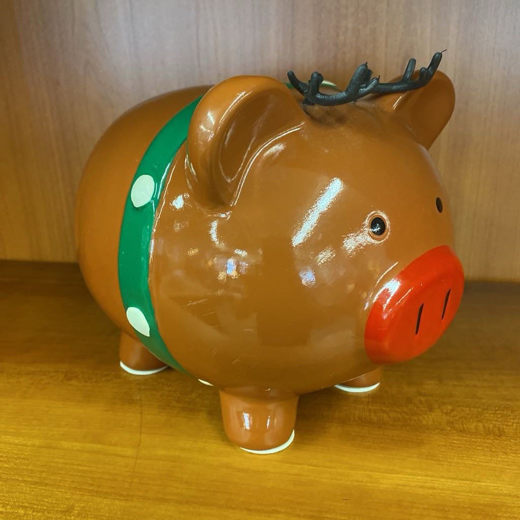 Rudolph Pig Ceramic Piggy Bank