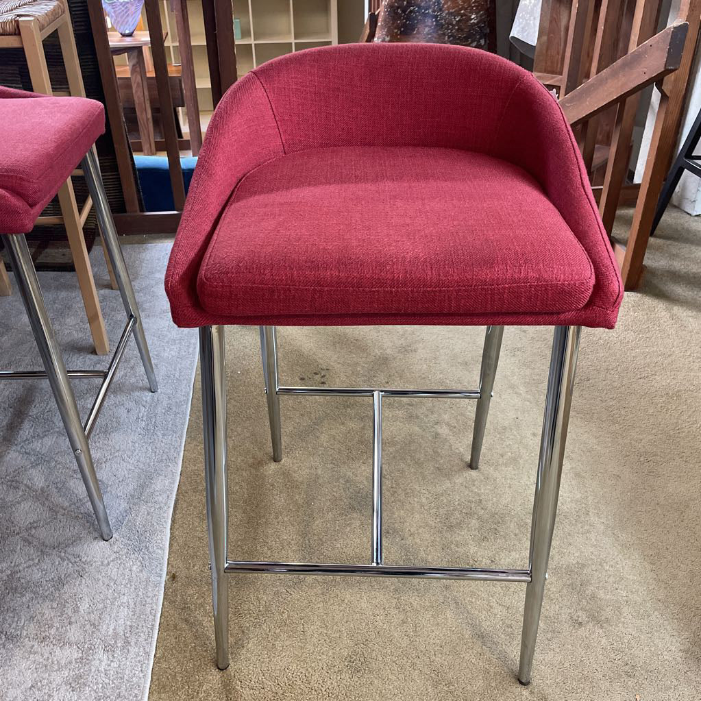 Comtemporary Red + Chrome Stool C STOOLS