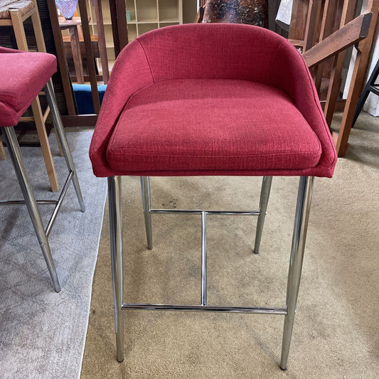 Comtemporary Red + Chrome Stool C STOOLS