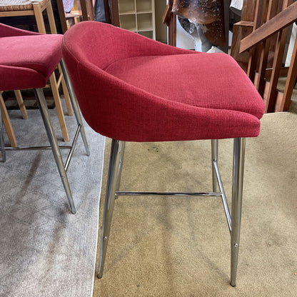 Comtemporary Red + Chrome Stool C STOOLS