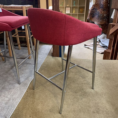 Comtemporary Red + Chrome Stool C STOOLS