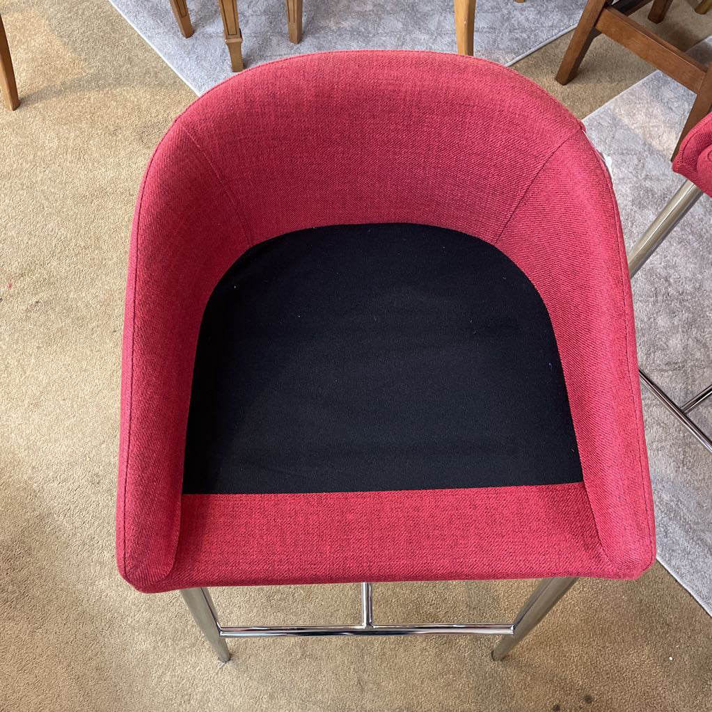 Comtemporary Red + Chrome Stool C STOOLS
