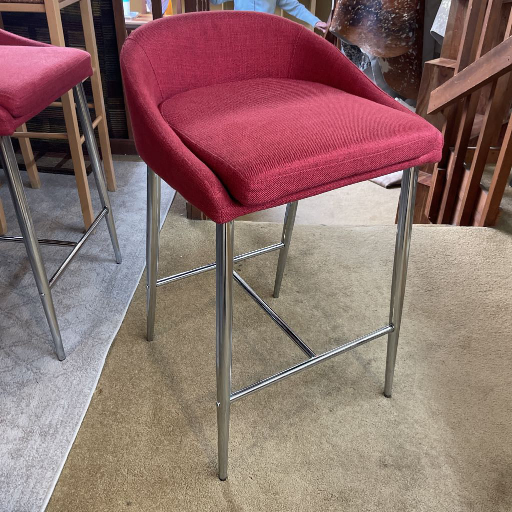 Comtemporary Red + Chrome Stool C STOOLS