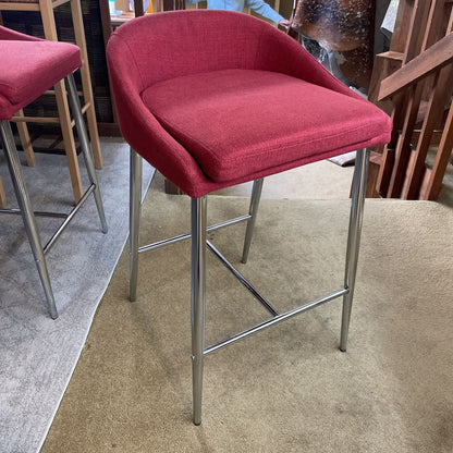 Comtemporary Red + Chrome Stool C STOOLS