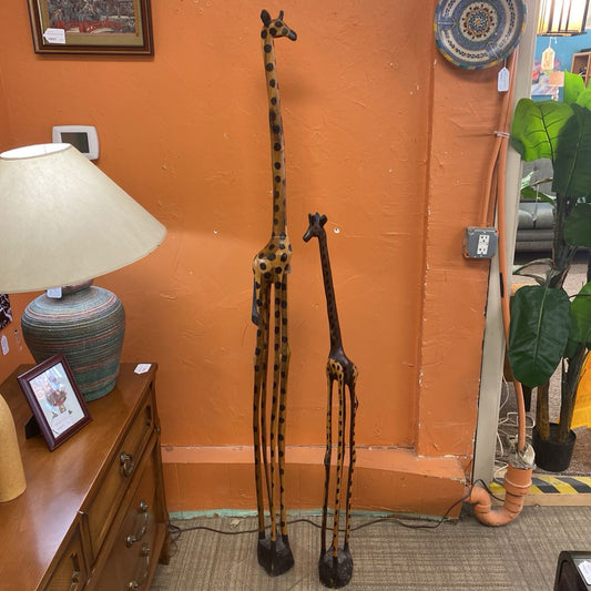 Tall Carved Wood Giraffes PAIR UNIQUE FINDS