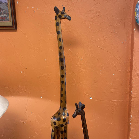 Tall Carved Wood Giraffes PAIR UNIQUE FINDS
