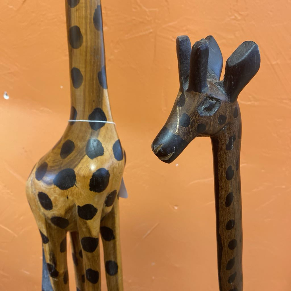 Tall Carved Wood Giraffes PAIR