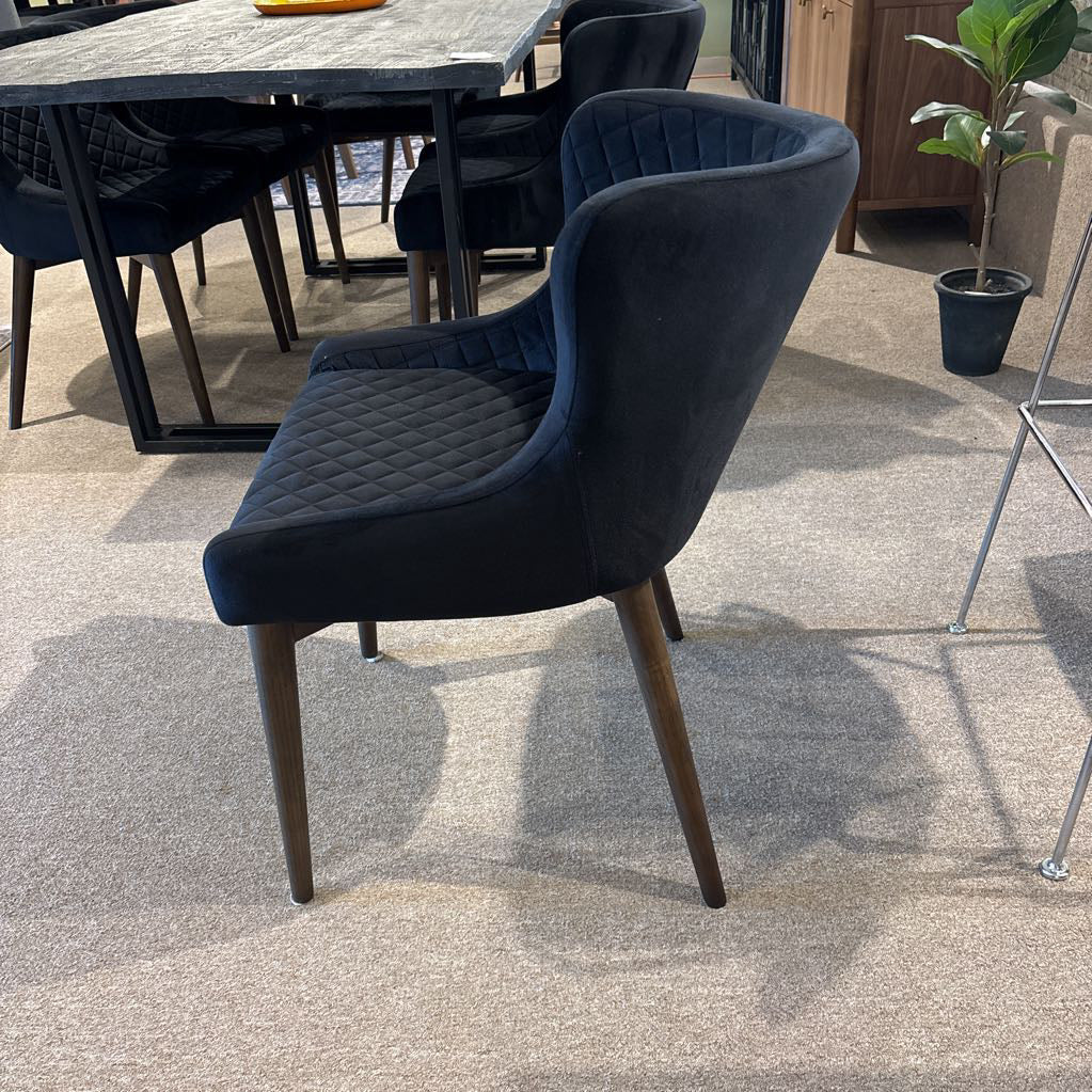 Set of 6 Black Velvet Mila Dining Chairs
