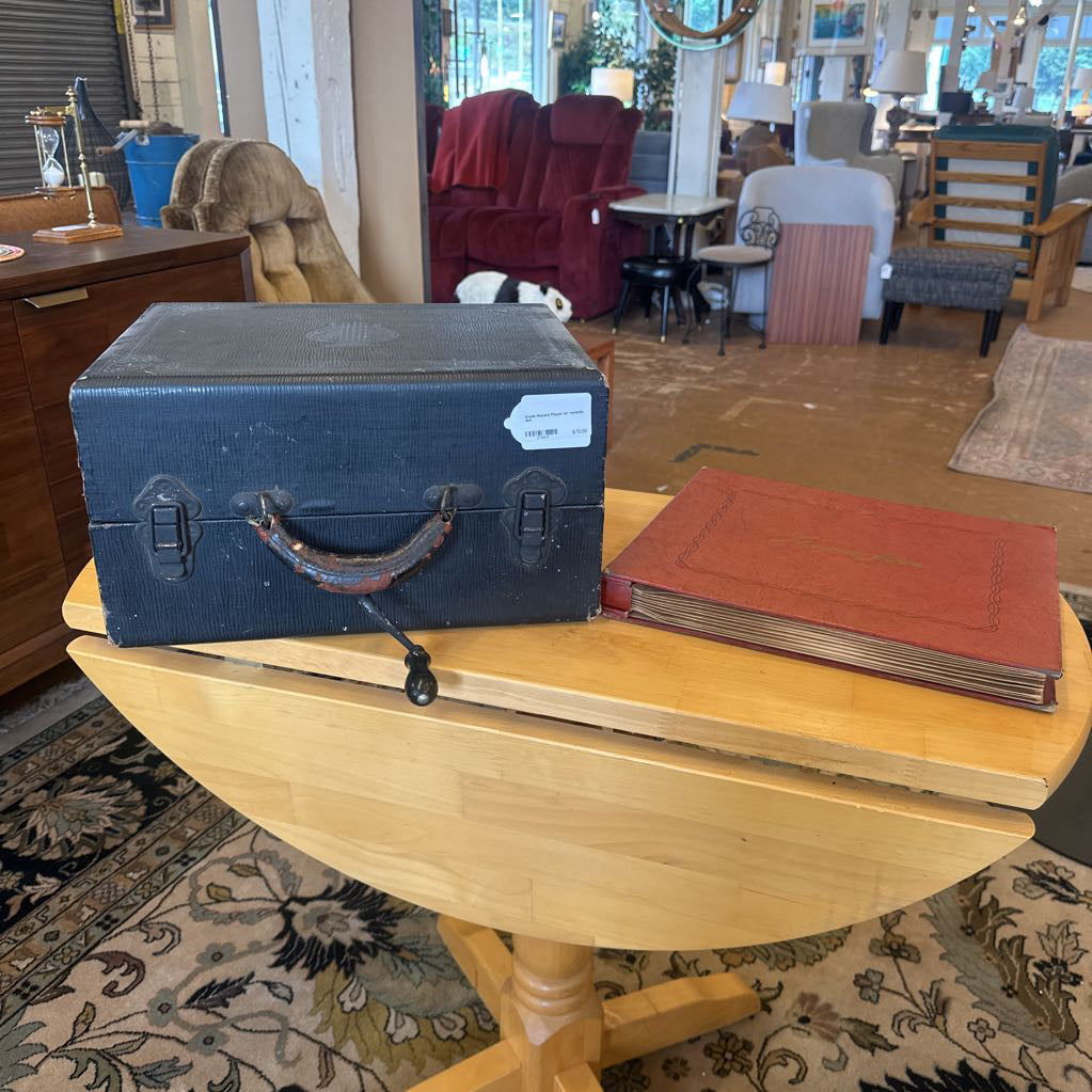 Crank Record Player w/ records UNIQUE FINDS