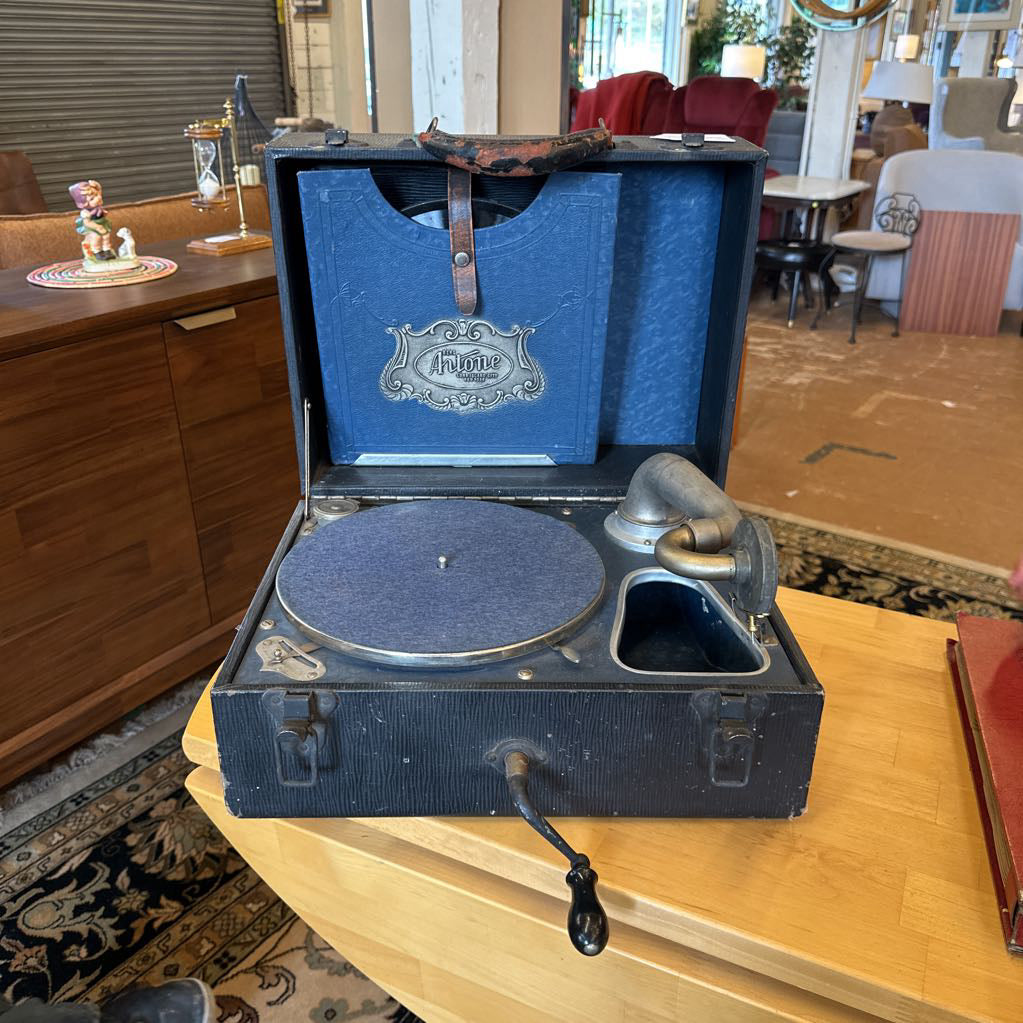Crank Record Player w/ records UNIQUE FINDS