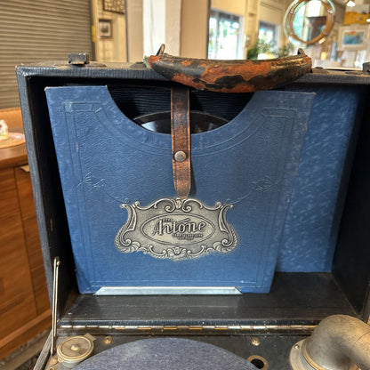 Crank Record Player w/ records UNIQUE FINDS