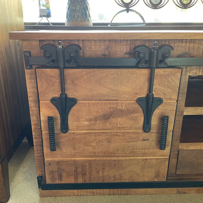 Rustic Sliding Door Wood Media Console