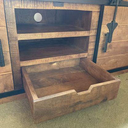 Rustic Sliding Door Wood Media Console