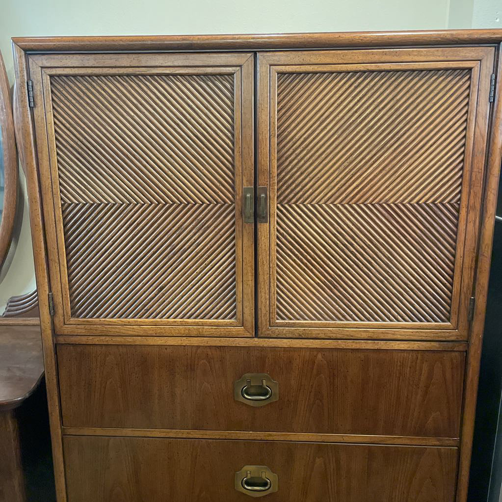 MCM Dixie Chevron Campaign Style Gentleman's Dresser C HIGHBOYS