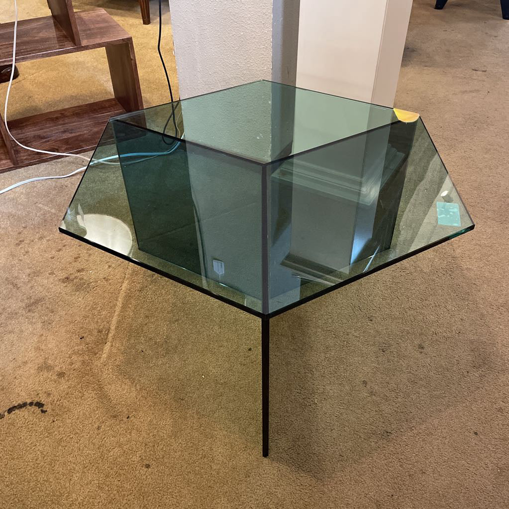 Hexagon Smoked Glass End Table C SIDE TABLES