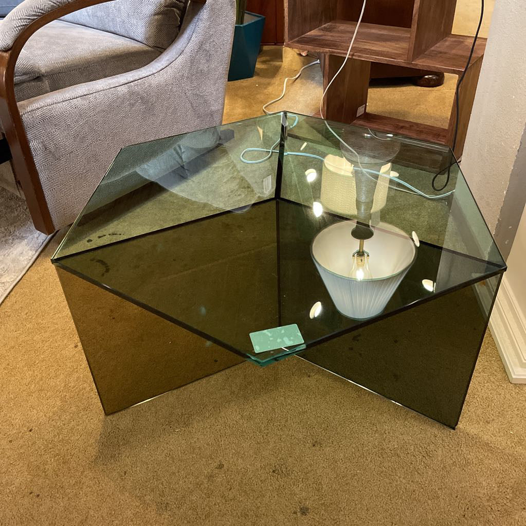 Hexagon Smoked Glass End Table C SIDE TABLES