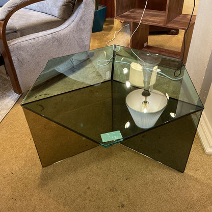 Hexagon Smoked Glass End Table C SIDE TABLES