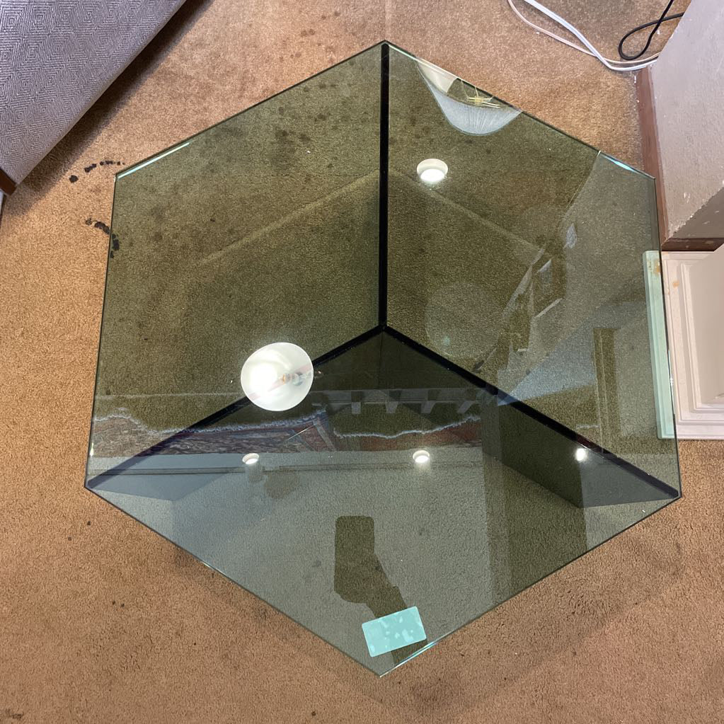 Hexagon Smoked Glass End Table C SIDE TABLES