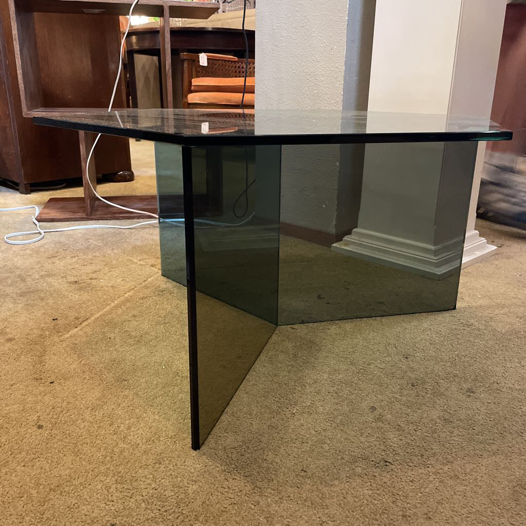Hexagon Smoked Glass End Table C SIDE TABLES