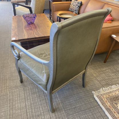 Sage Leather Metallic Scroll Armchair (AS IS)