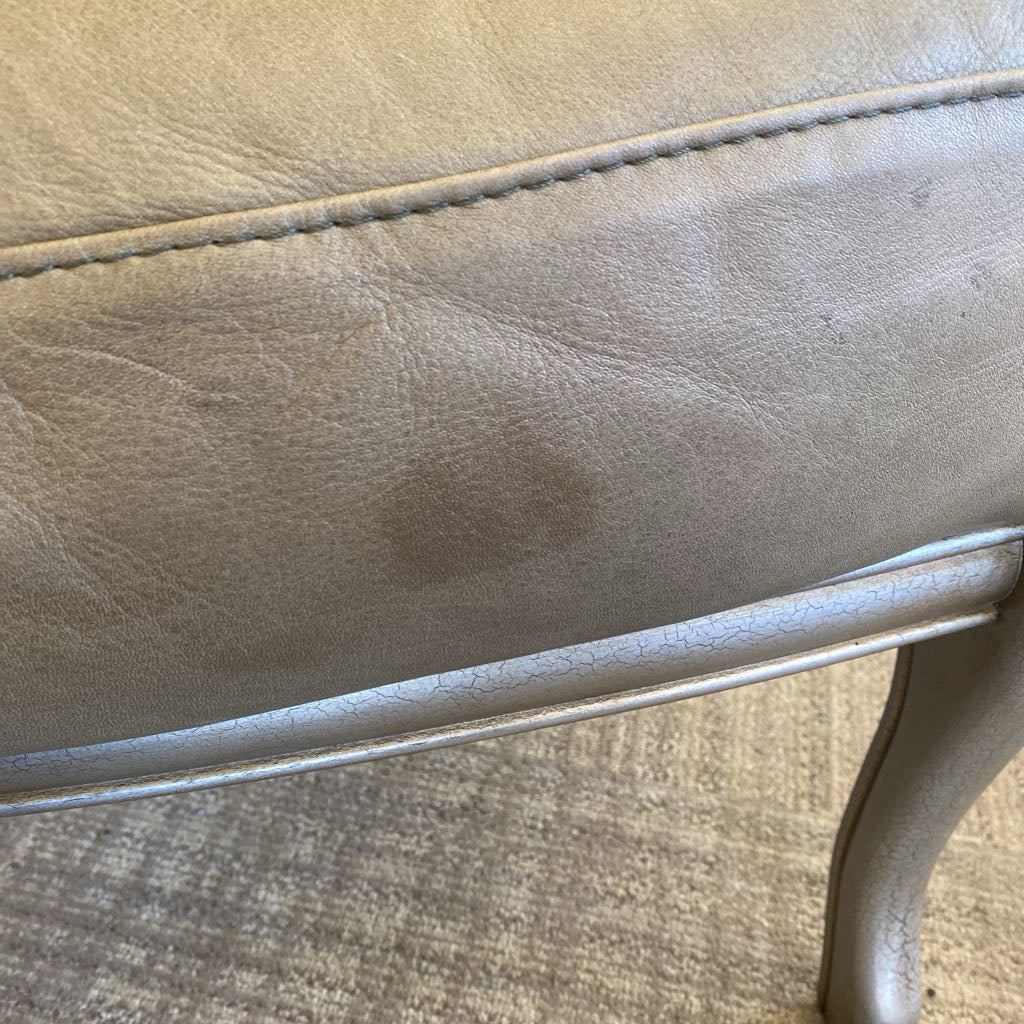 Sage Leather Metallic Scroll Armchair (AS IS)