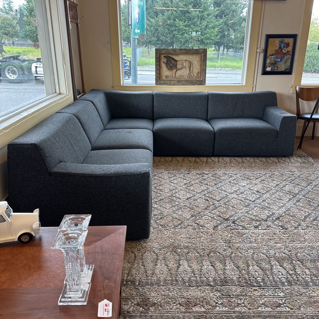 Mobital Scoop 5 Piece Sectional In Peppercorn Tweed