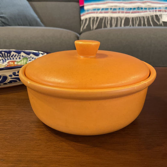 Orange Bauer Pottery Covered Dish