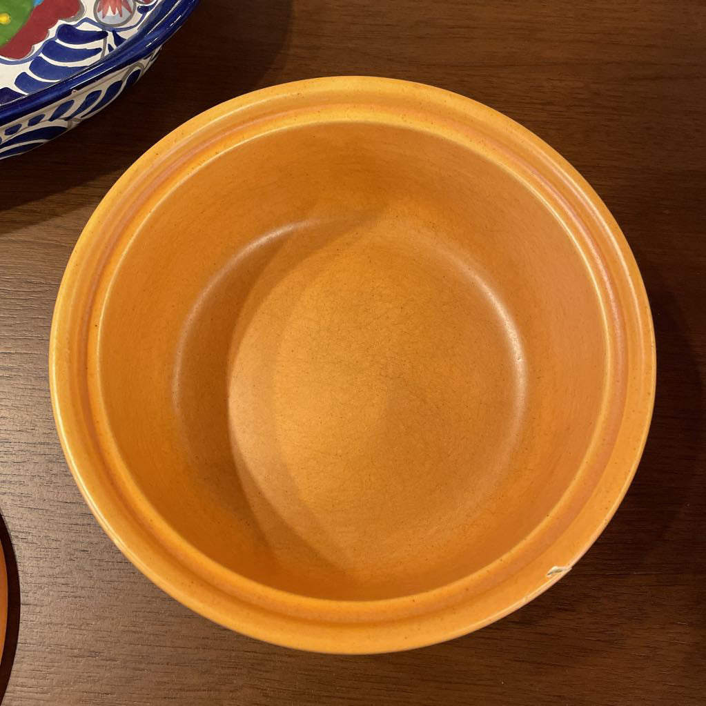 Orange Bauer Pottery Covered Dish
