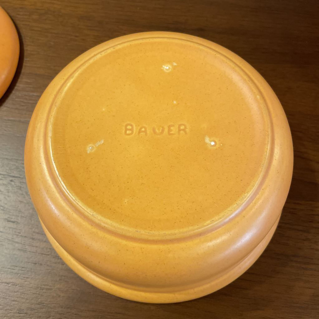 Orange Bauer Pottery Covered Dish
