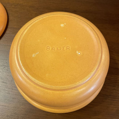 Orange Bauer Pottery Covered Dish