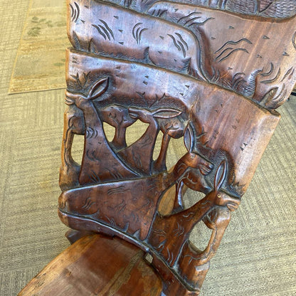 Carved African Hardwood Birthing Chair