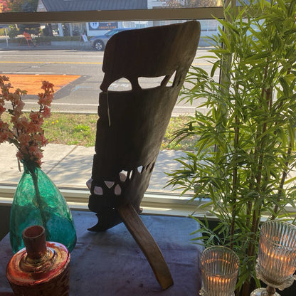Carved African Hardwood Birthing Chair