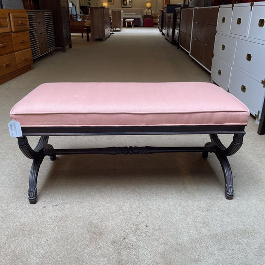 Salmon Fabric w Carved Curvy Legs Accent Bench C ACCENT BENCHES