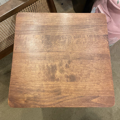 Tall Wood Square Two Tier End Table