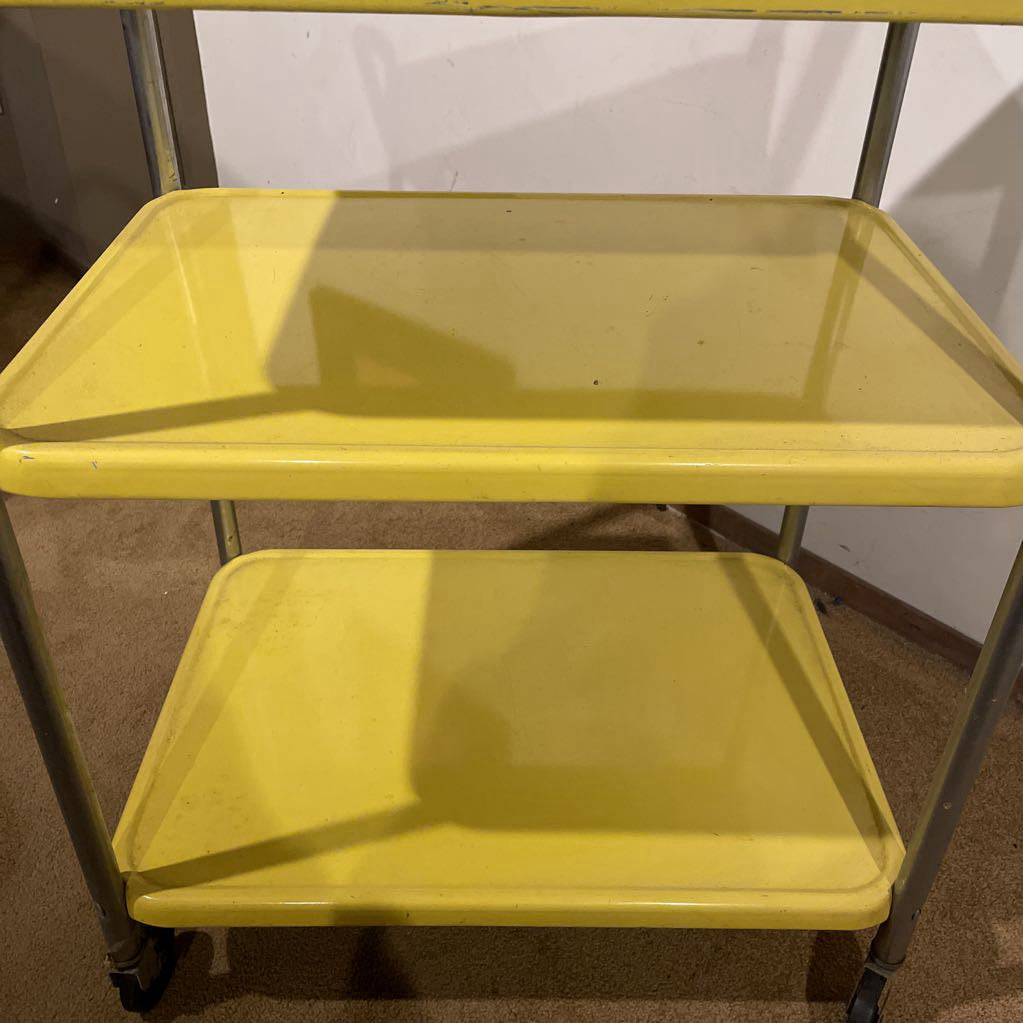 Yellow Metal MCM 3 Tier Rolling Cart UNIQUE FINDS