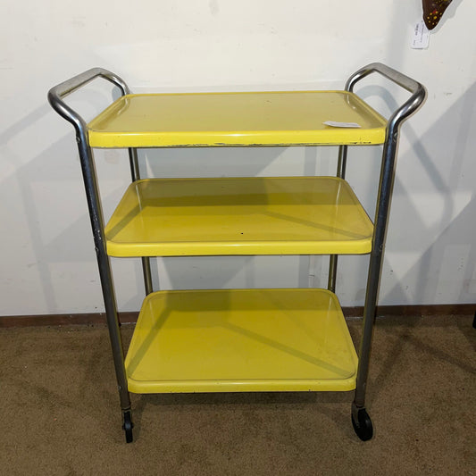 Yellow Metal MCM 3 Tier Rolling Cart UNIQUE FINDS