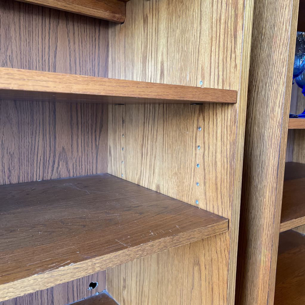 Oak Bookshelf w Closed Bottom Storage