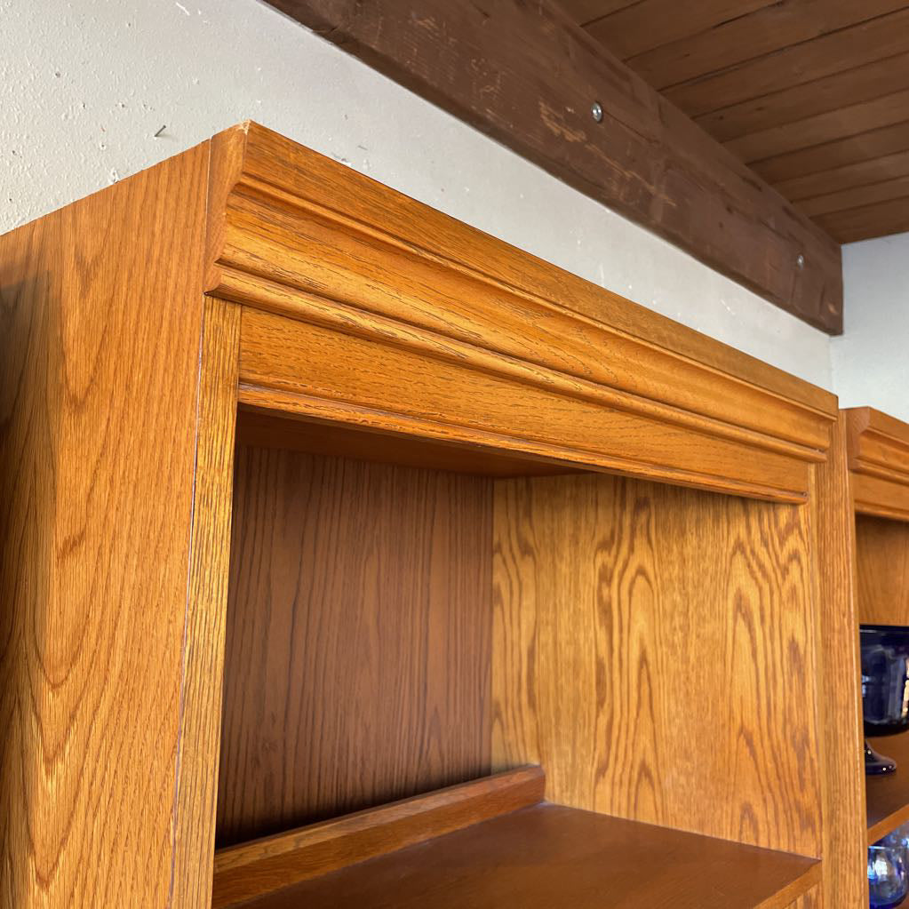 Oak Bookshelf w Closed Bottom Storage