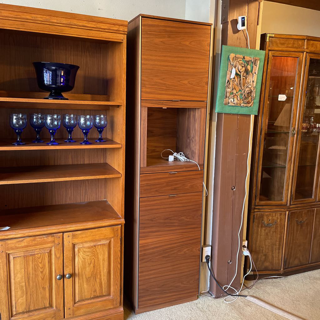 Skovby Walnut Narrow Cabinet w Display Shelf