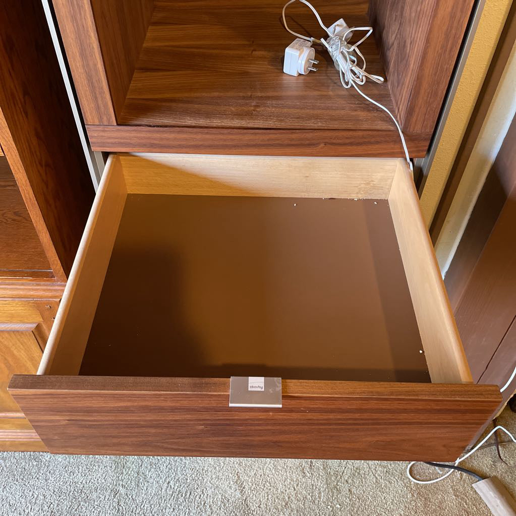 Skovby Walnut Narrow Cabinet w Display Shelf