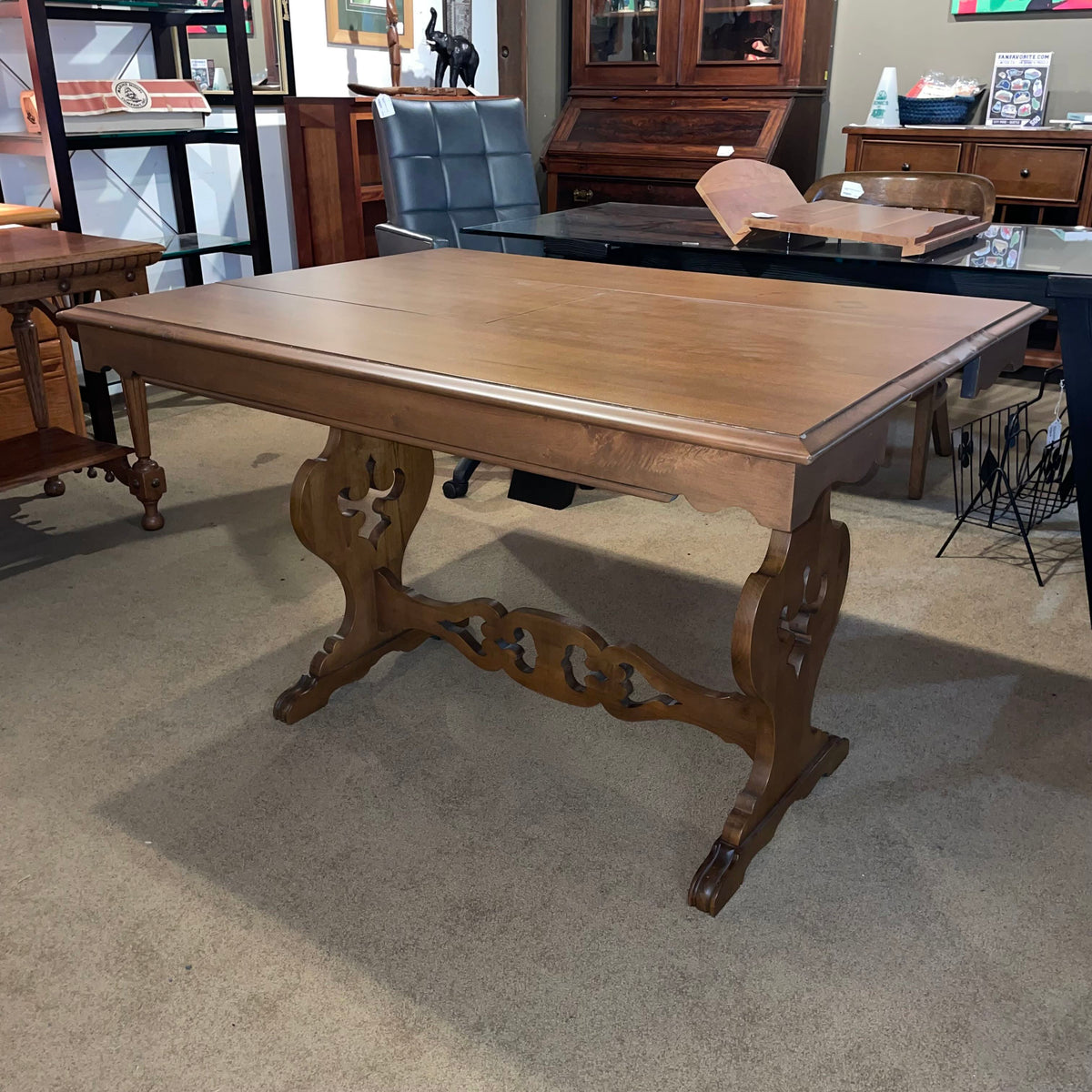 Butterfly Leaf Curved Trestle Console Table AS IS C CONSOLE TABLES